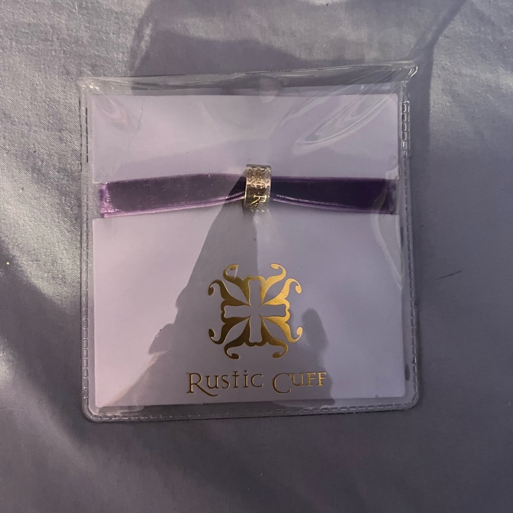 Purple rustic cuff bracelet / hair tie